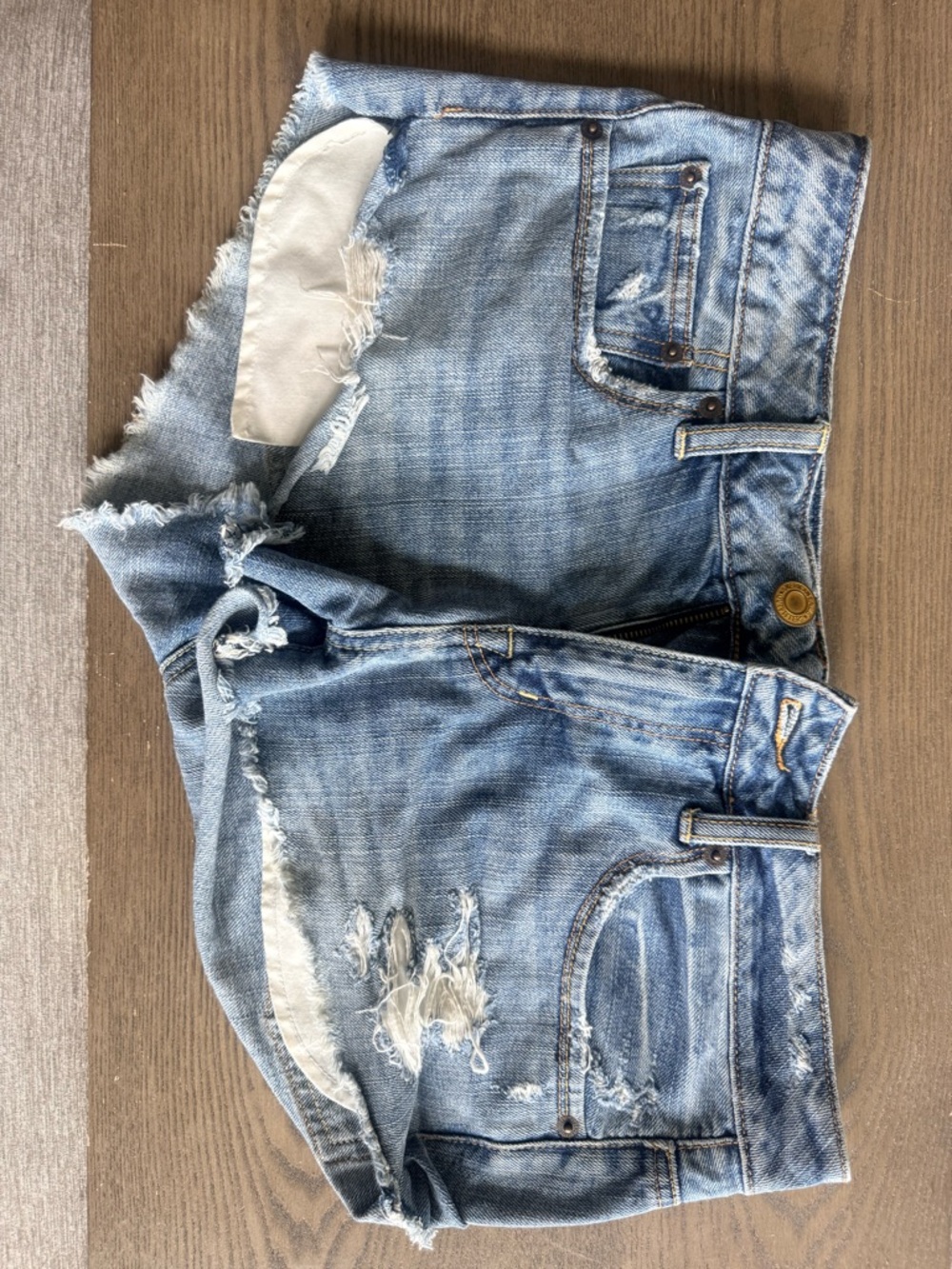 American Eagle Outfitters Light Blue Denim Shorts with Embroidered Waistband